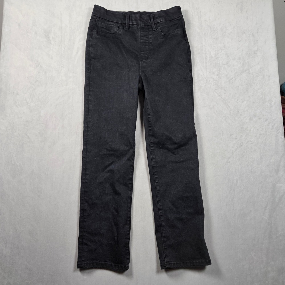 Good American Pull On Straight Jeans‎ Womens Medium Black High Rise Stretch